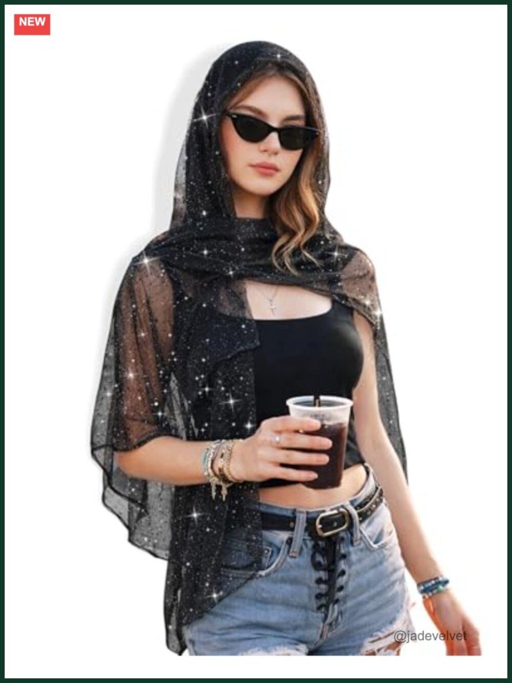 Sequin Sheer Shawl Wrap Scarf Women Stretchy Glamorous Lightweight